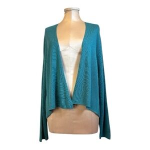 J Jill Open Front Cardigan Cotton Blend Aqua Size XL